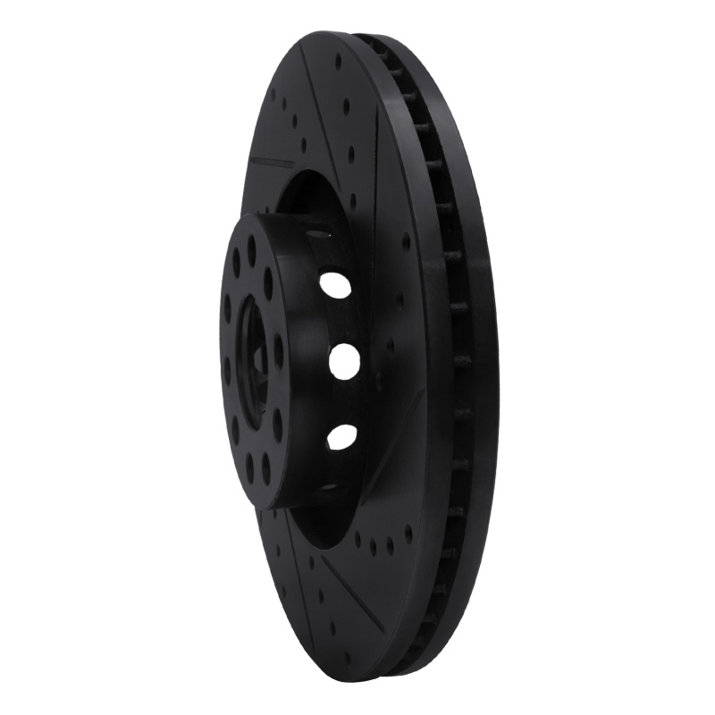 Audi A8 Brake Rotor (1) - Front Right - R1 Concepts - Drilled & Slotted - Black - `00-`03